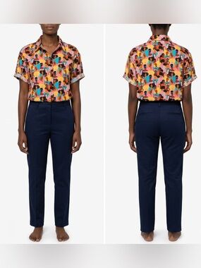 Izzy & Liv Colorful Afrocentric Melanin Faces Button-Down Shirt - Size M
